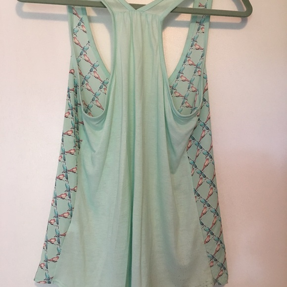LC Lauren Conrad XS Racer Back Lt. Green Bird Tank - Picture 4 of 8